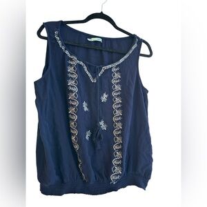 Maurices Midnight Blue Embroidered Blouse
